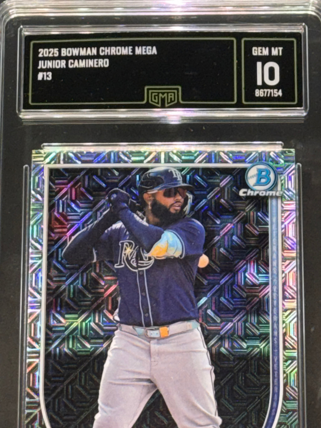 Bowman 2025 Bowman Chrome Mega Junior Caminero #13 Tampa Bay Rays Graded 10
