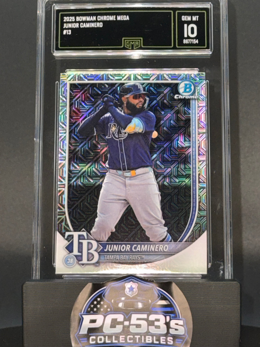 Bowman 2025 Bowman Chrome Mega Junior Caminero #13 Tampa Bay Rays Graded 10