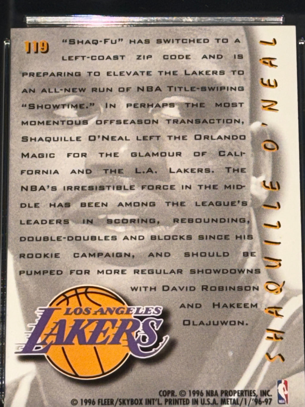 Fleer Metal 1996-97 On the Move Shaquille O'Neal #119 Los Angeles Lakers