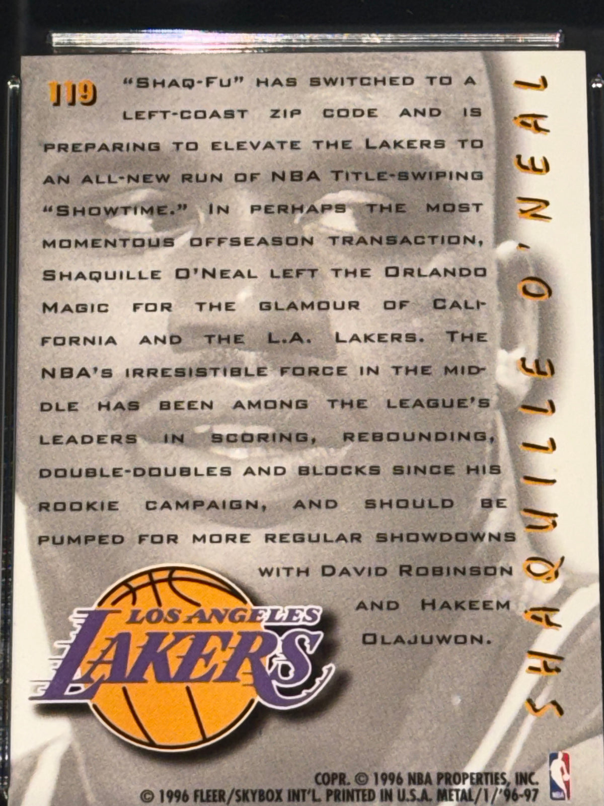 Fleer Metal 1996-97 On the Move Shaquille O'Neal #119 Los Angeles Lakers