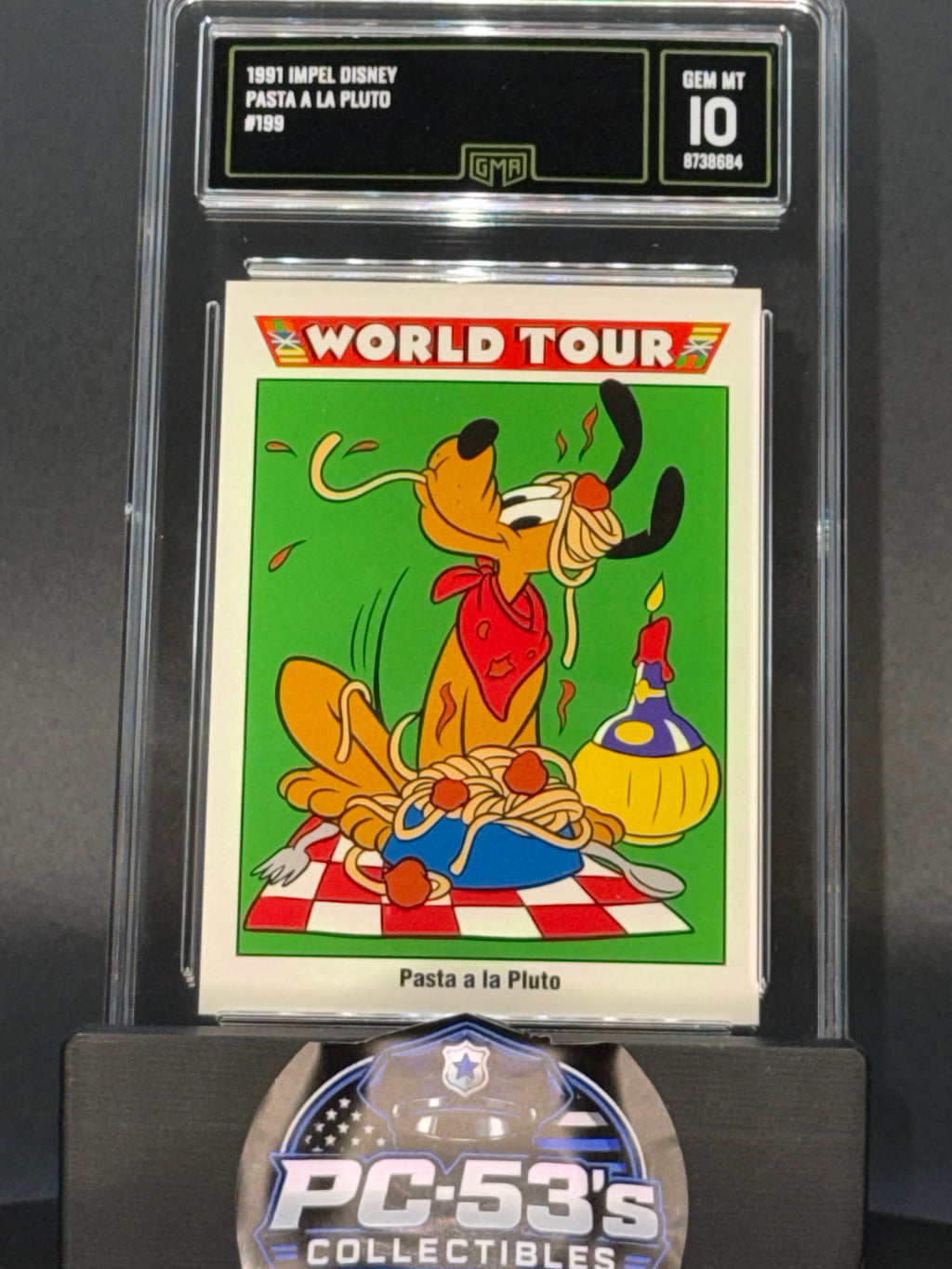 Impel 1991 Disney World Tour #199 “Pasta a la Pluto” Pluto Graded GEM-MT 10
