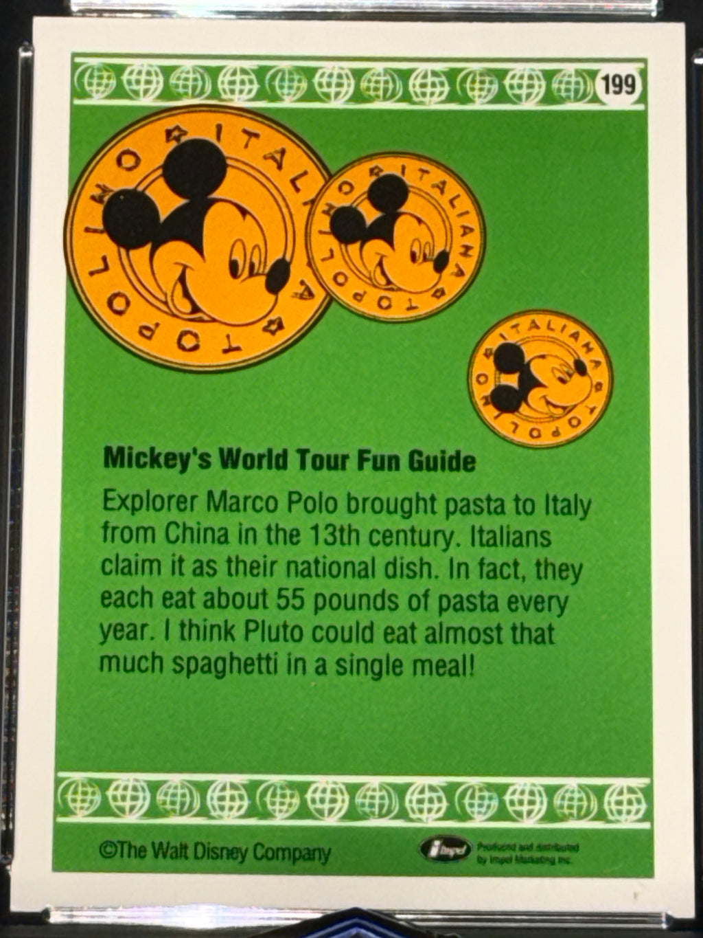 Impel 1991 Disney World Tour #199 “Pasta a la Pluto” Pluto Graded GEM-MT 10