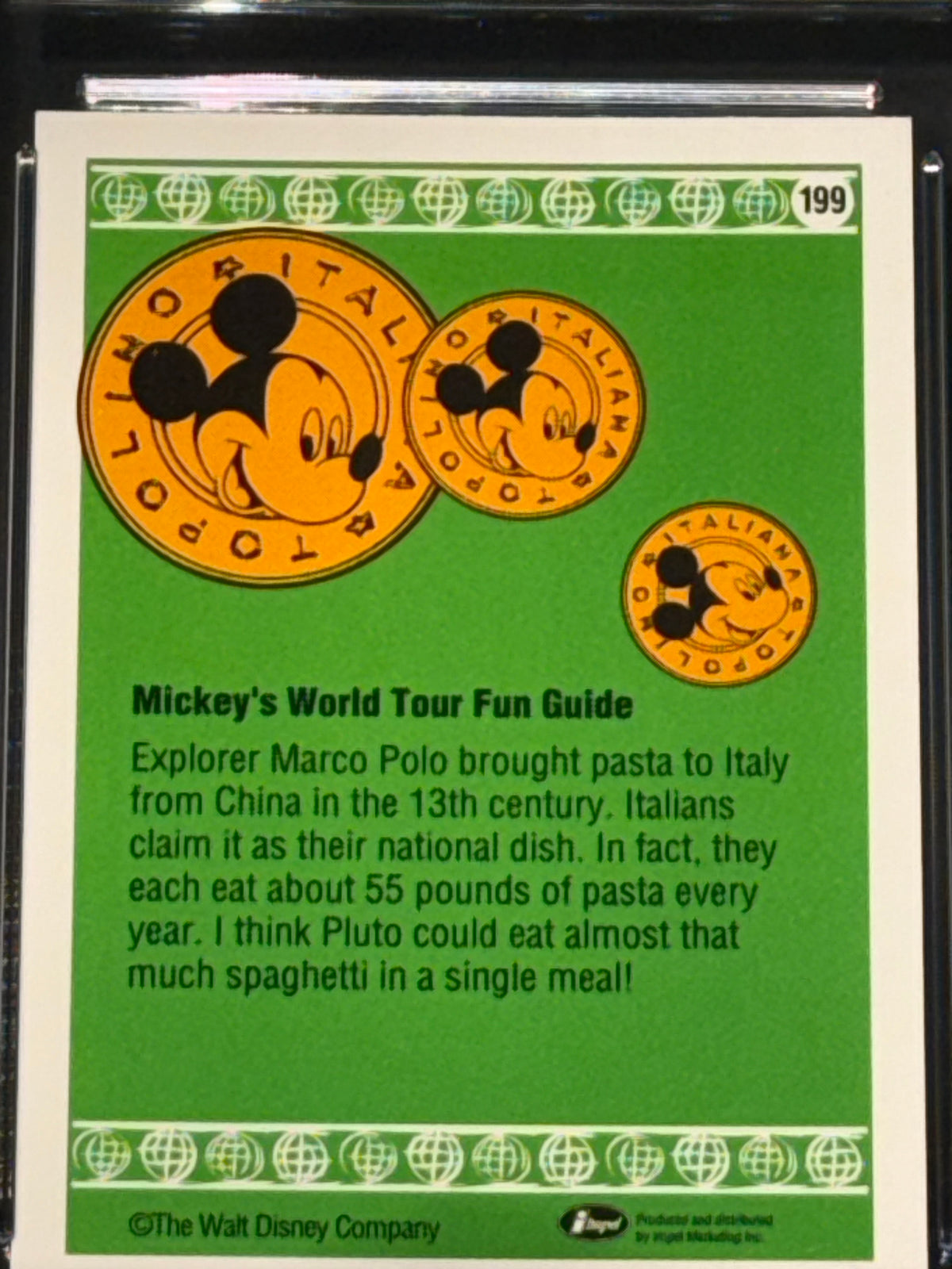 Impel 1991 Disney World Tour #199 “Pasta a la Pluto” Pluto Graded GEM-MT 10