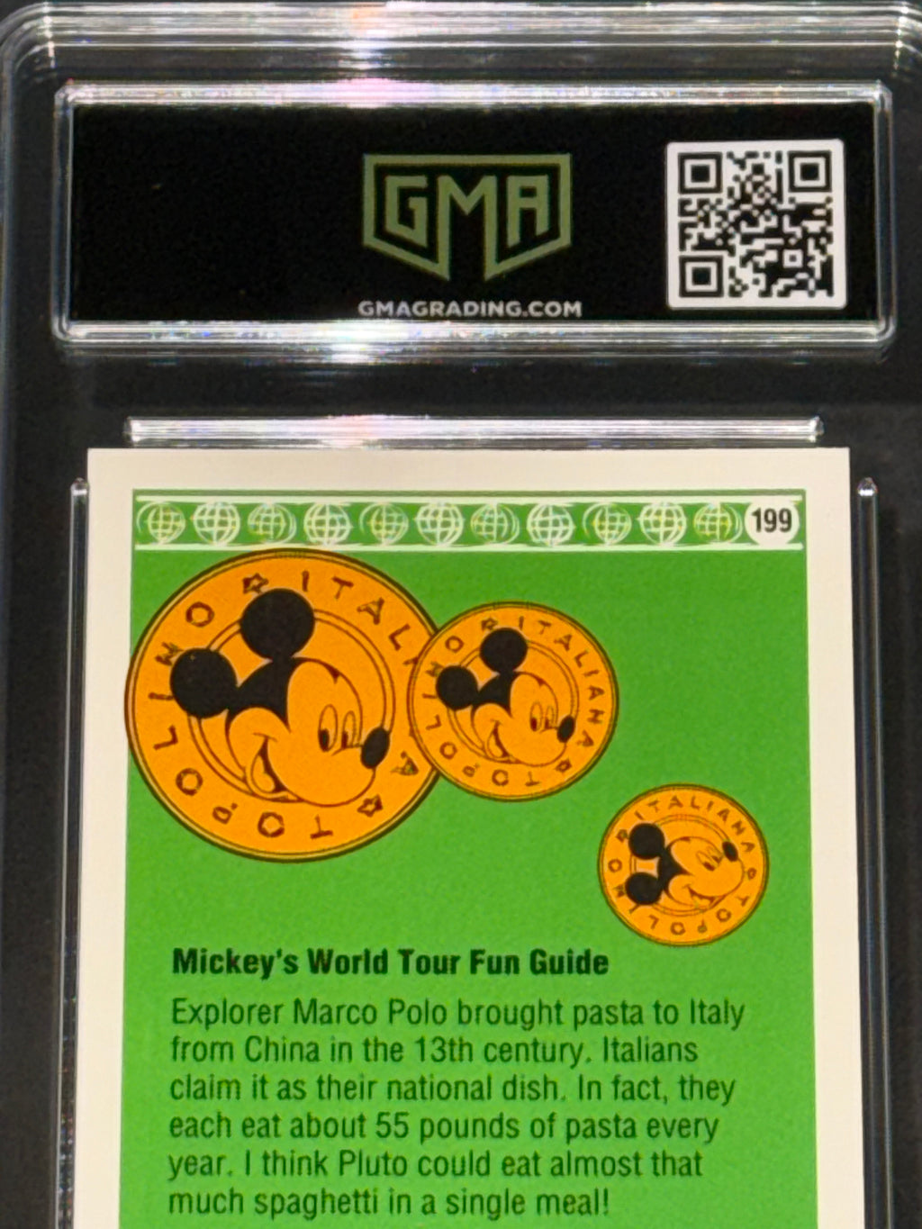 Impel 1991 Disney World Tour #199 “Pasta a la Pluto” Pluto Graded GEM-MT 10