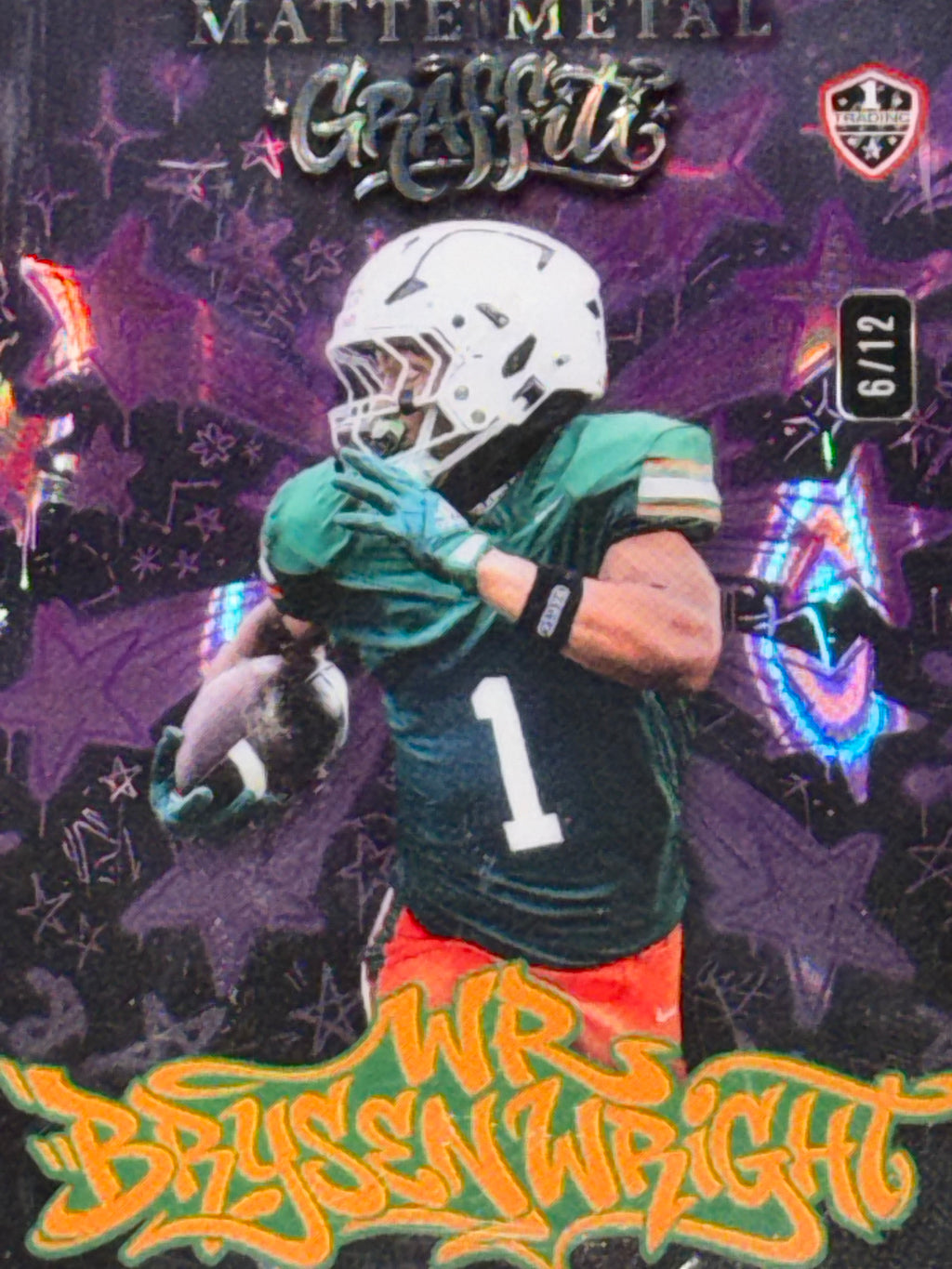 Wild Card 2026 Football Matte Metal Graffiti Purple Lava Bryson Wright 6/12