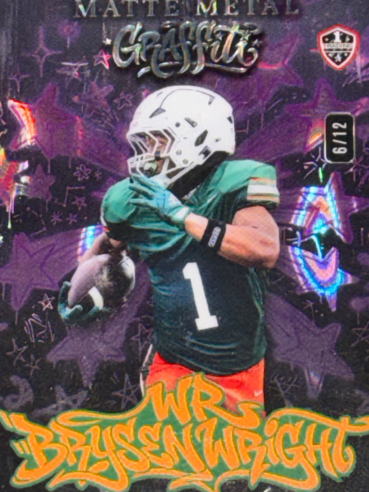 Wild Card 2026 Football Matte Metal Graffiti Purple Lava Bryson Wright 6/12