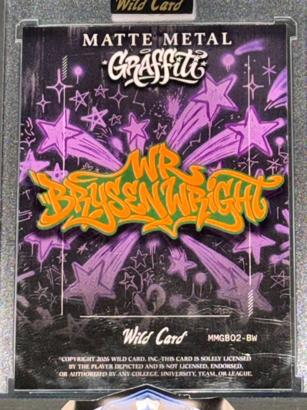 Wild Card 2026 Football Matte Metal Graffiti Purple Lava Bryson Wright 6/12