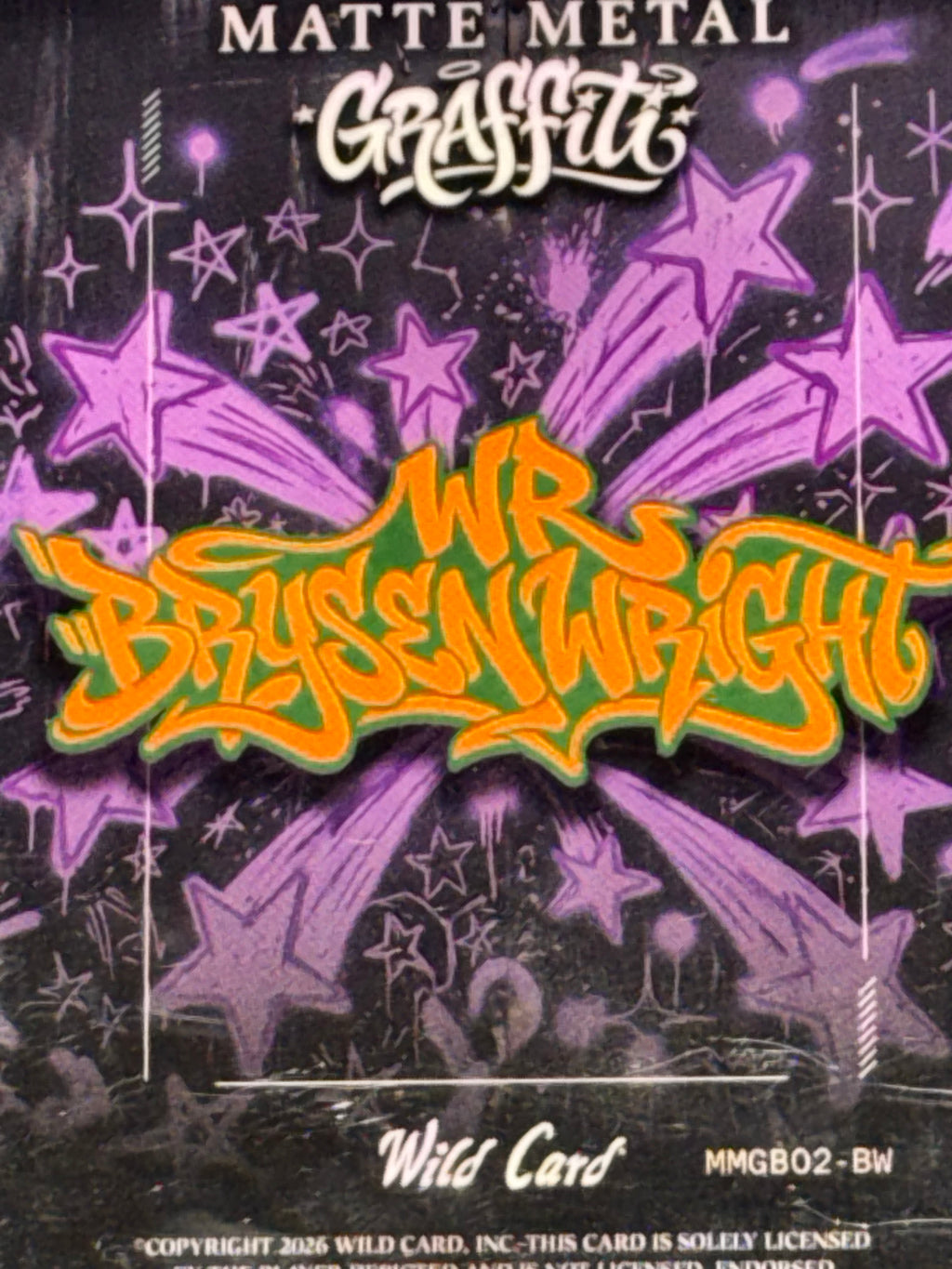 Wild Card 2026 Football Matte Metal Graffiti Purple Lava Bryson Wright 6/12