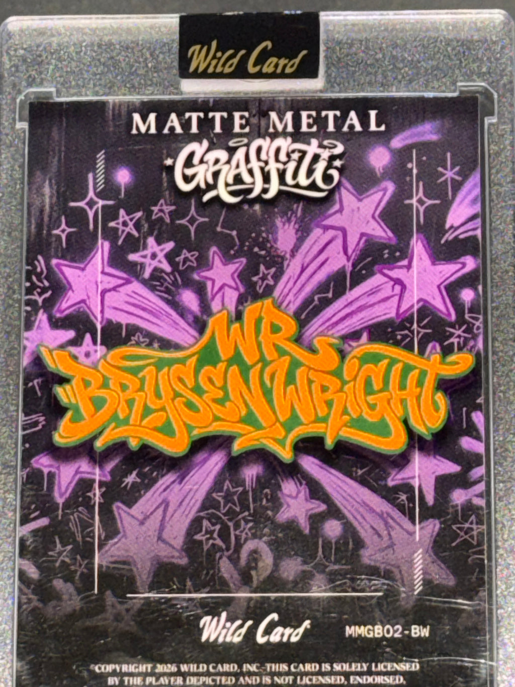 Wild Card 2026 Football Matte Metal Graffiti Purple Lava Bryson Wright 6/12