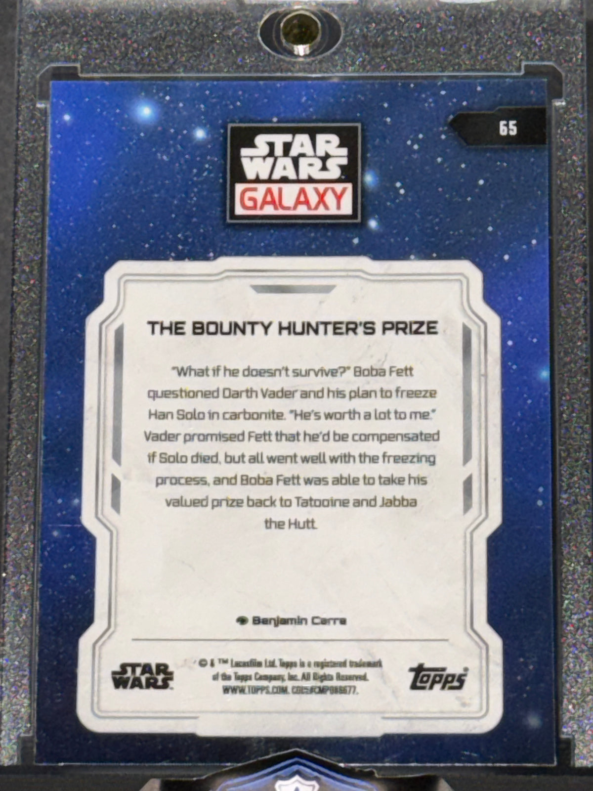 Topps Star Wars Galaxy #65 The Bounty Hunter's Prize Boba Fett Vader Han Solo