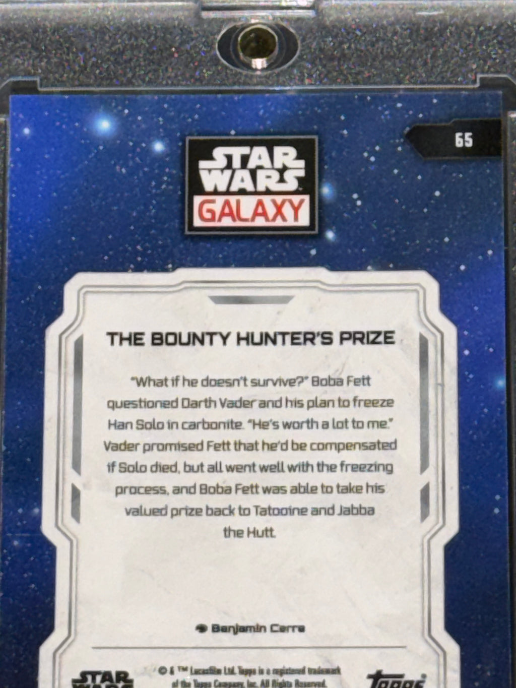 Topps Star Wars Galaxy #65 The Bounty Hunter's Prize Boba Fett Vader Han Solo