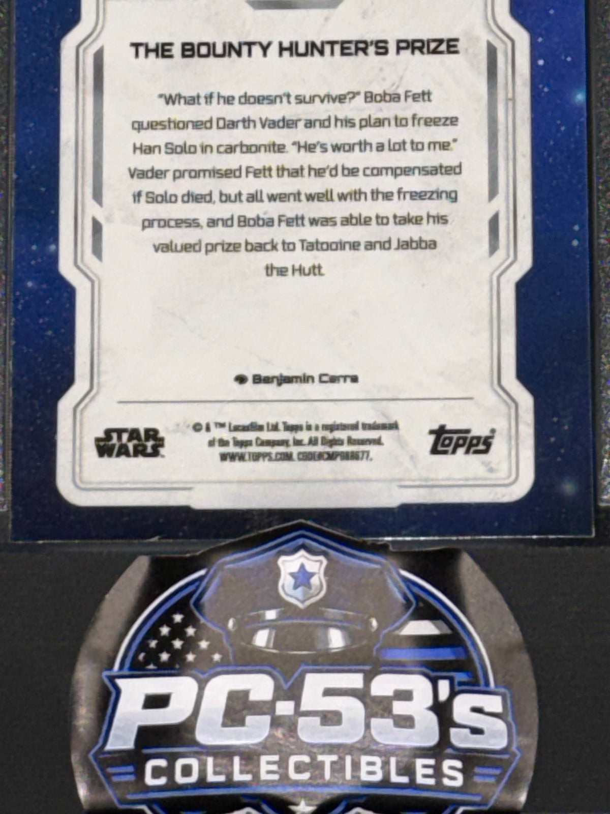 Topps Star Wars Galaxy #65 The Bounty Hunter's Prize Boba Fett Vader Han Solo