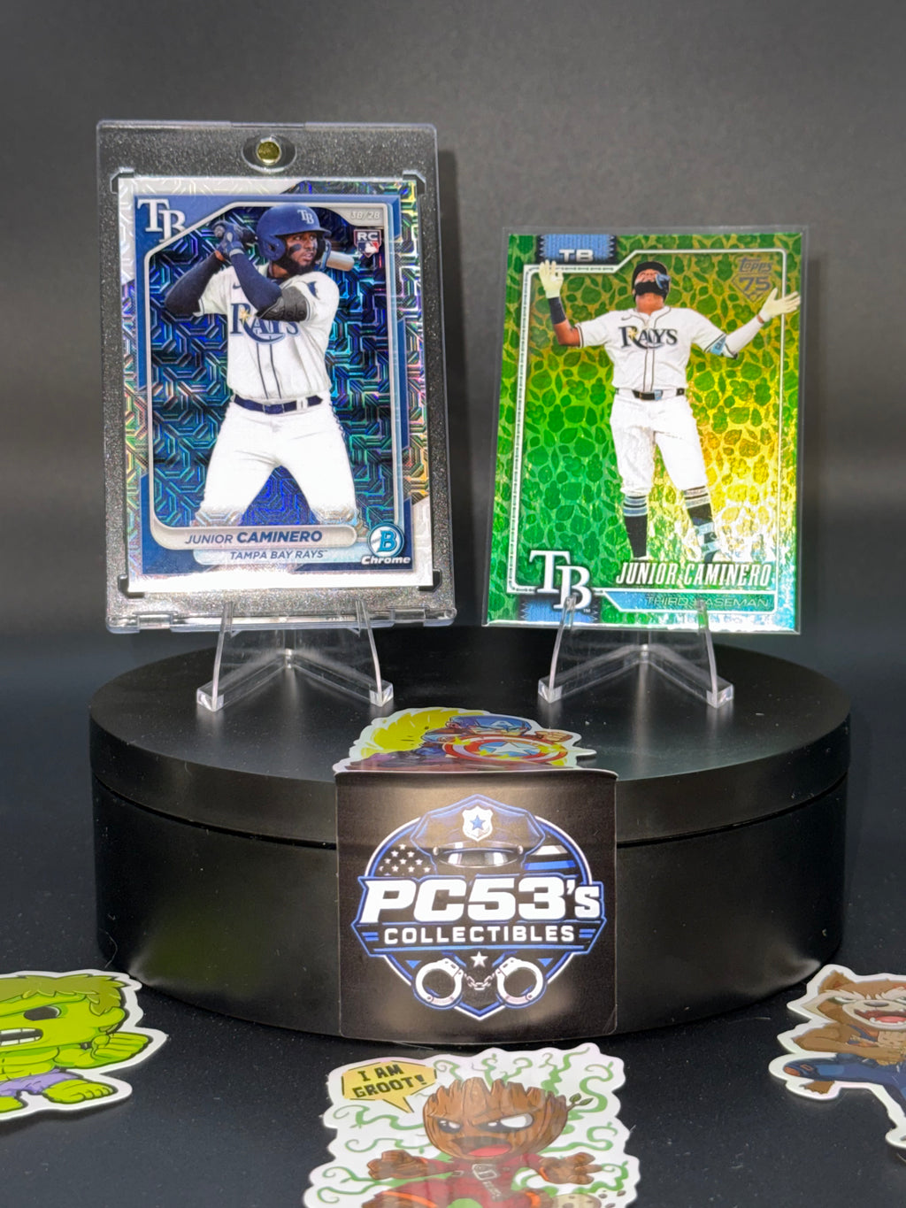Junior Caminero Tampa Bay Rays 2023 RC 2-Card Lot Bowman Chrome & Topps #328 #20