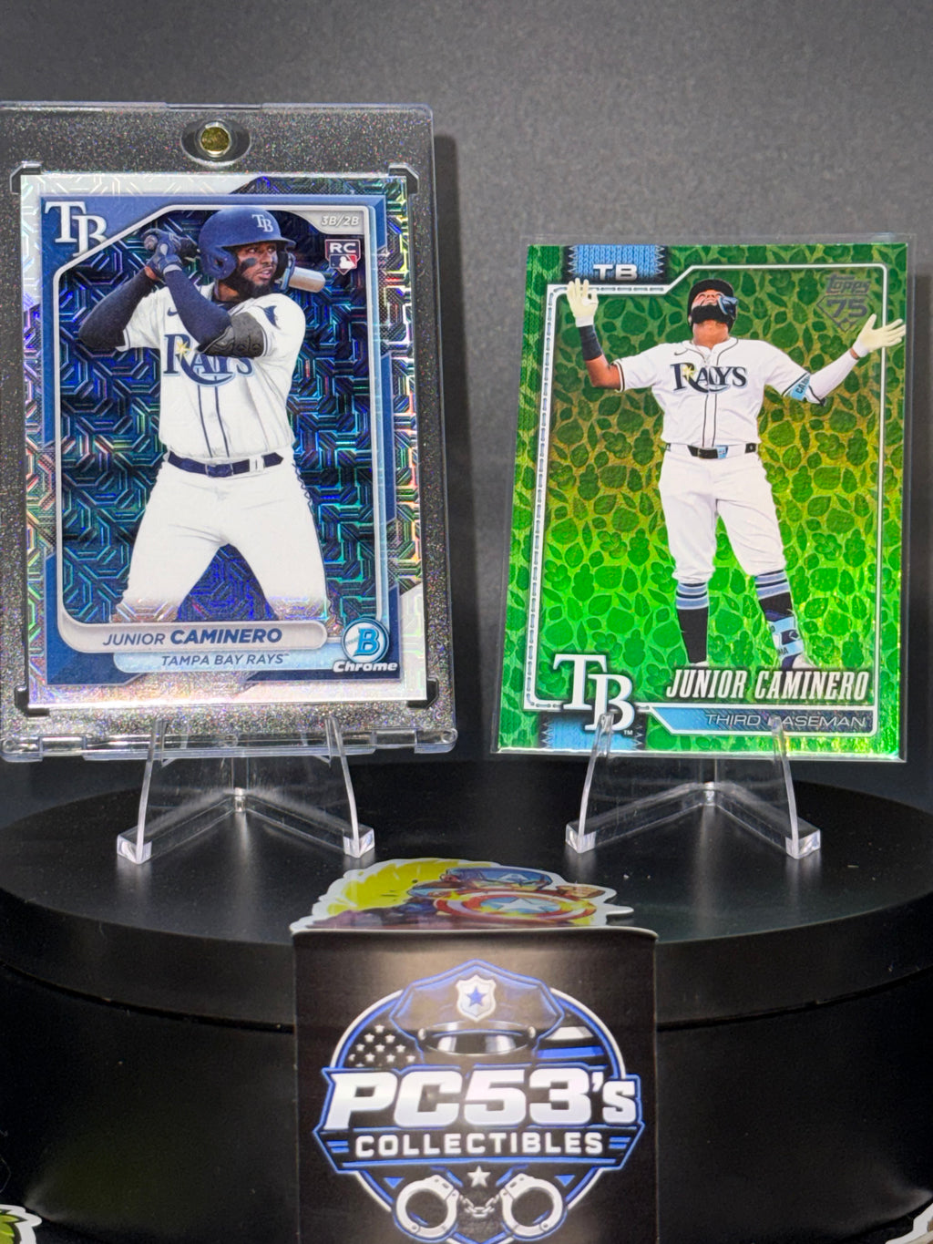 Junior Caminero Tampa Bay Rays 2023 RC 2-Card Lot Bowman Chrome & Topps #328 #20