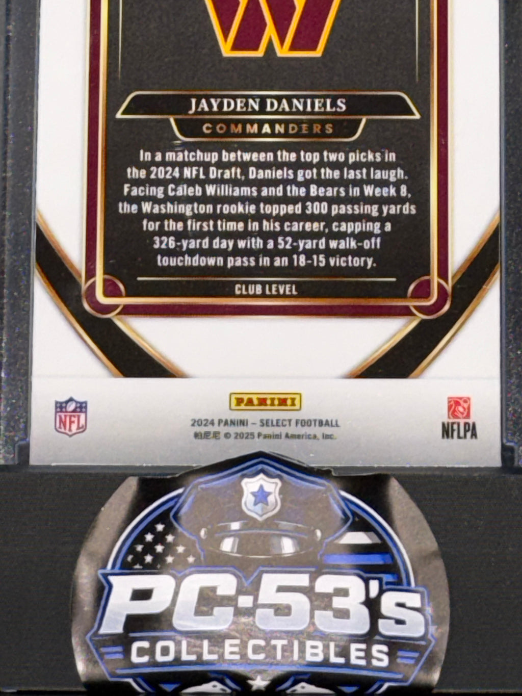 Panini 2024 Select Jayden Daniels RC Prizm Red & Blue Shock Club Level #217