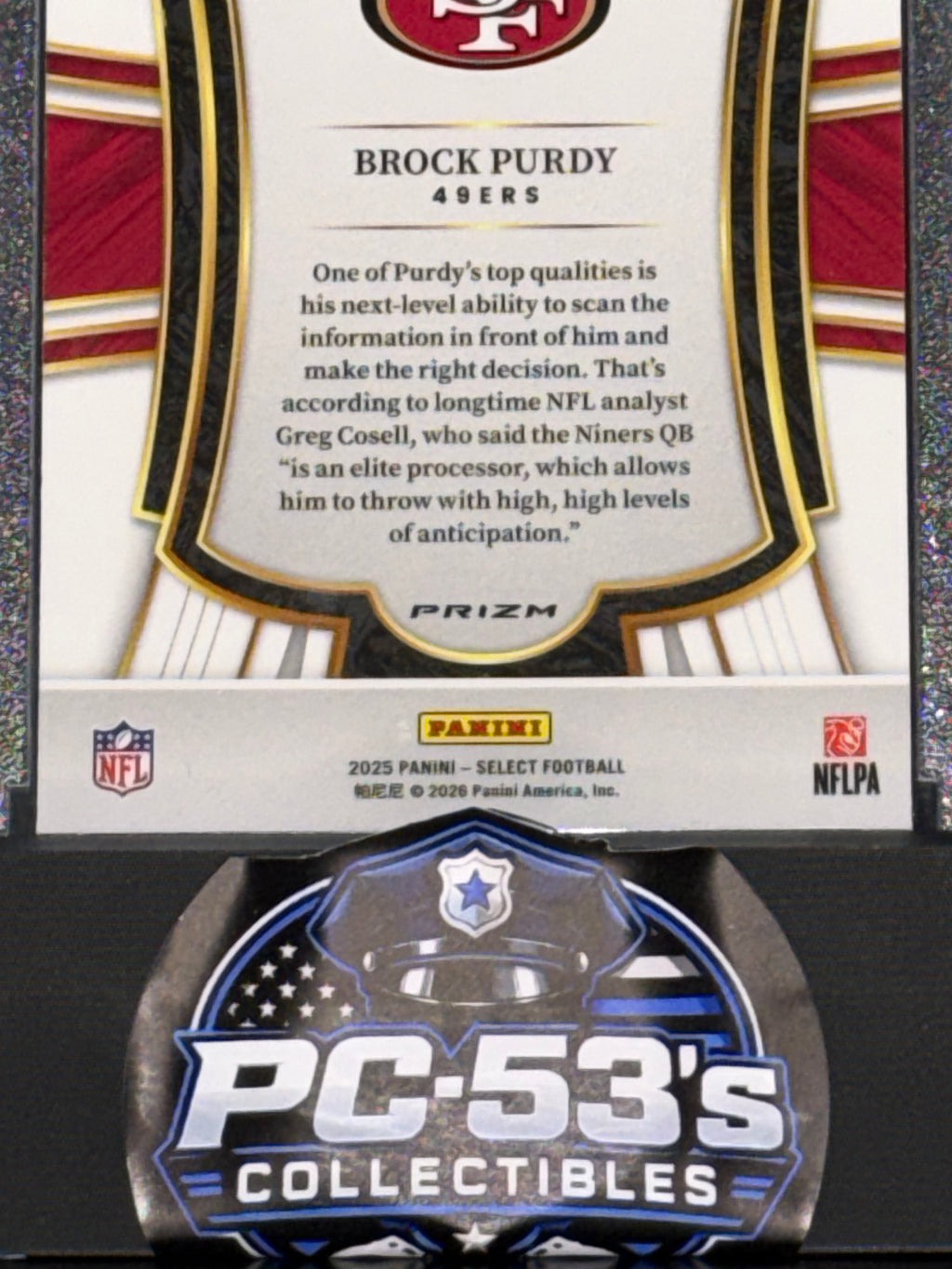 Panini 2025 Select Football Premier Level Black/Green Prizm Brock Purdy #117