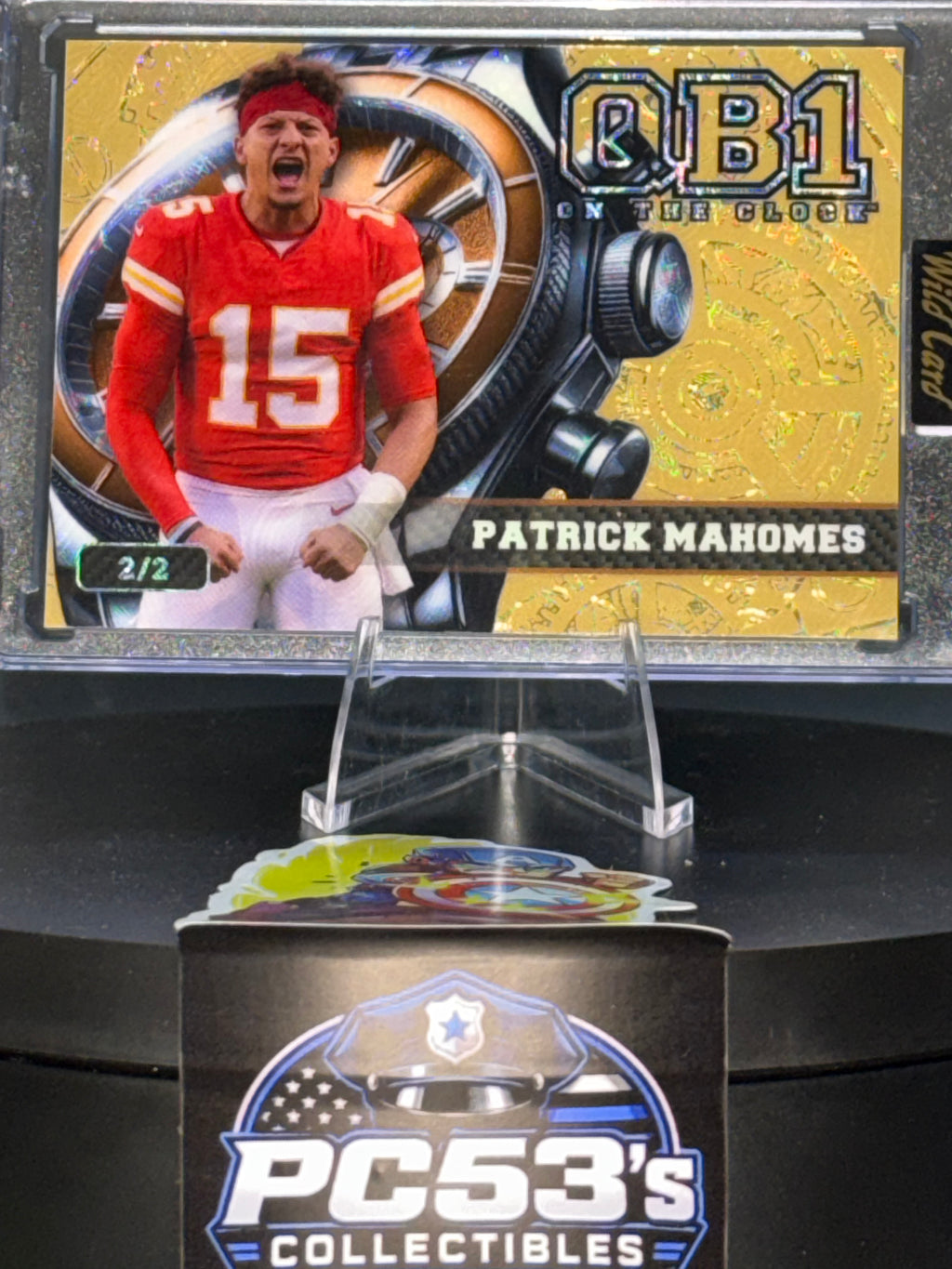 Wild Card 2026 “On The Clock” QB1 Gold Shimmer Patrick Mahomes 2/2