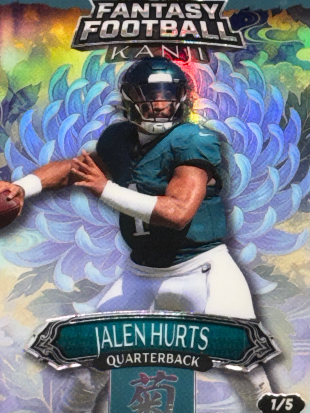 Wild Card 2026 Fantasy Football Kanji Rainbow Flower Blue Jalen Hurts 1/5