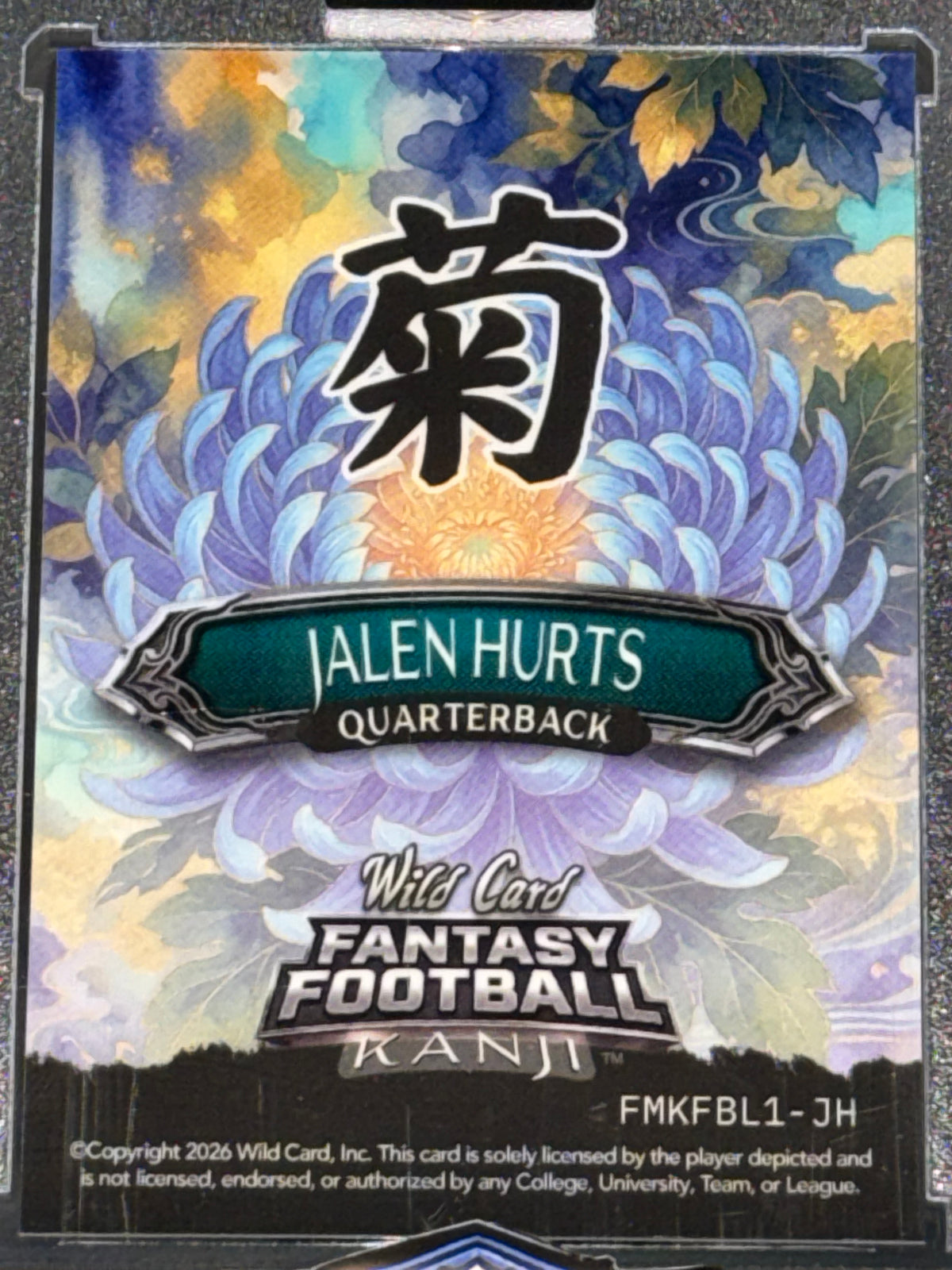 Wild Card 2026 Fantasy Football Kanji Rainbow Flower Blue Jalen Hurts 1/5