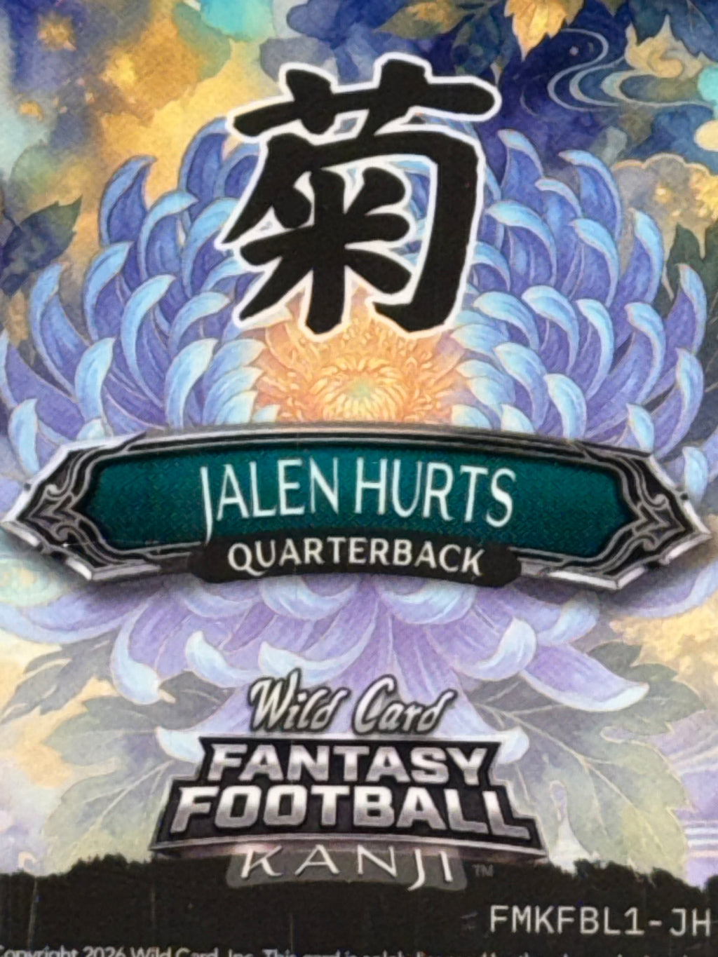 Wild Card 2026 Fantasy Football Kanji Rainbow Flower Blue Jalen Hurts 1/5