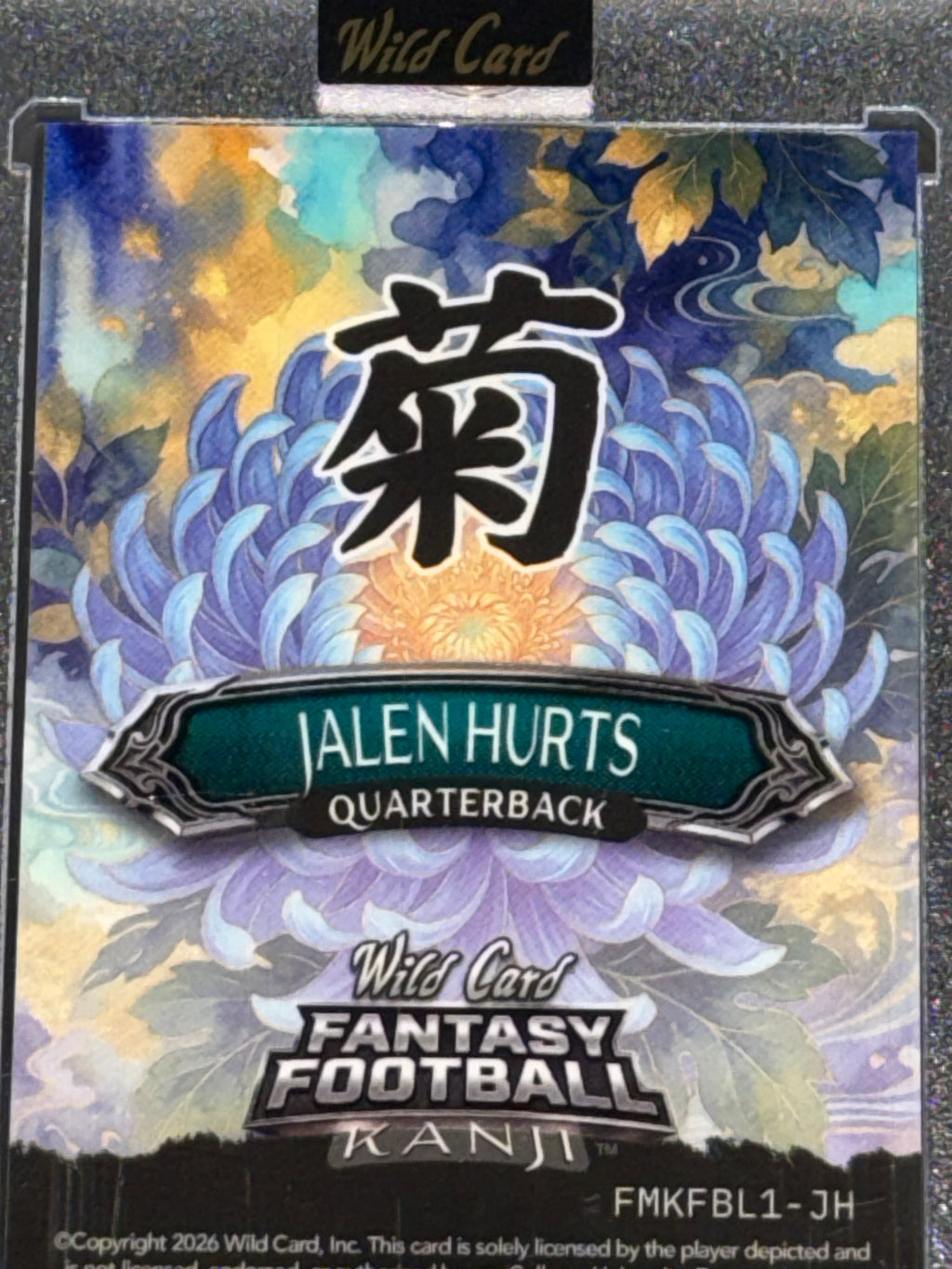 Wild Card 2026 Fantasy Football Kanji Rainbow Flower Blue Jalen Hurts 1/5