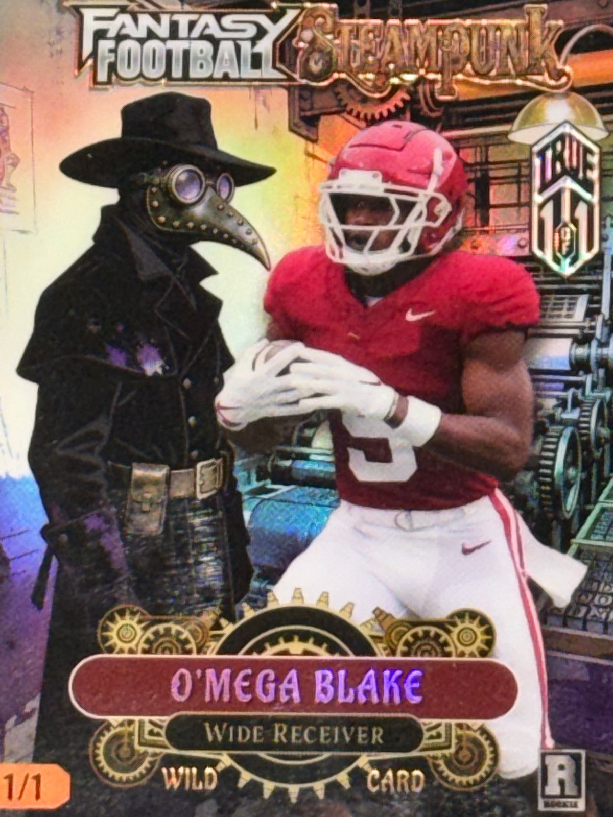 Wild Card 2026 Football Steampunk Rainbow PlagueDoctor True 1/1  O’Mega Blake