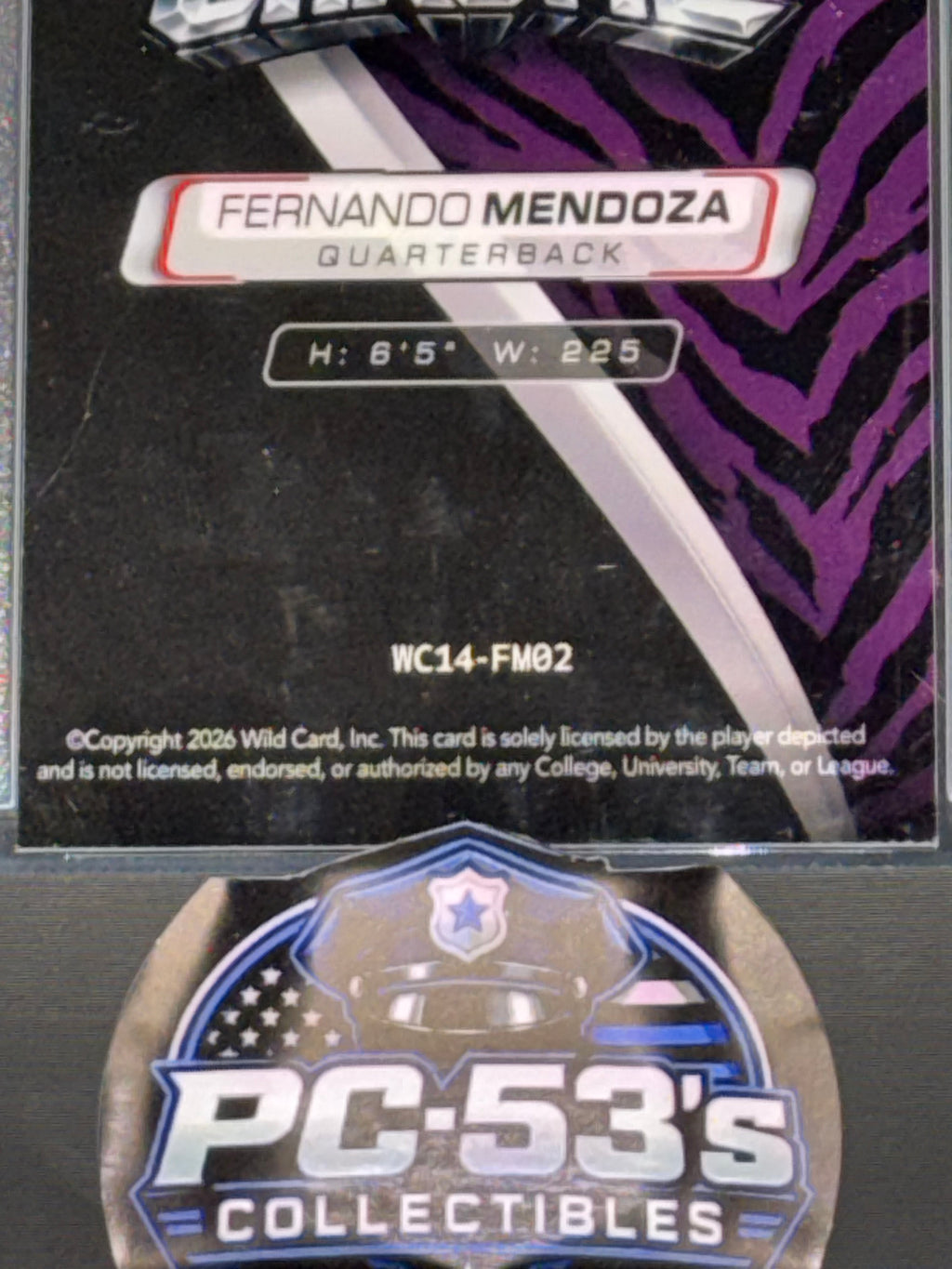 Wild Card 2026 Wild Chrome Purple Laser Fernando Mendoza 1/1