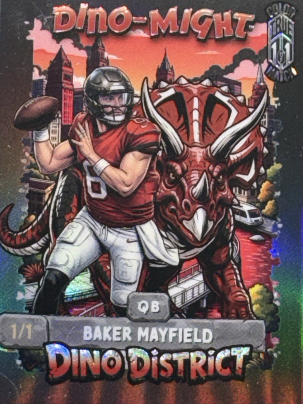 WildCard 2026 Dino-District/Dino-Might Color Match/True 1 of 1 Baker Mayfield