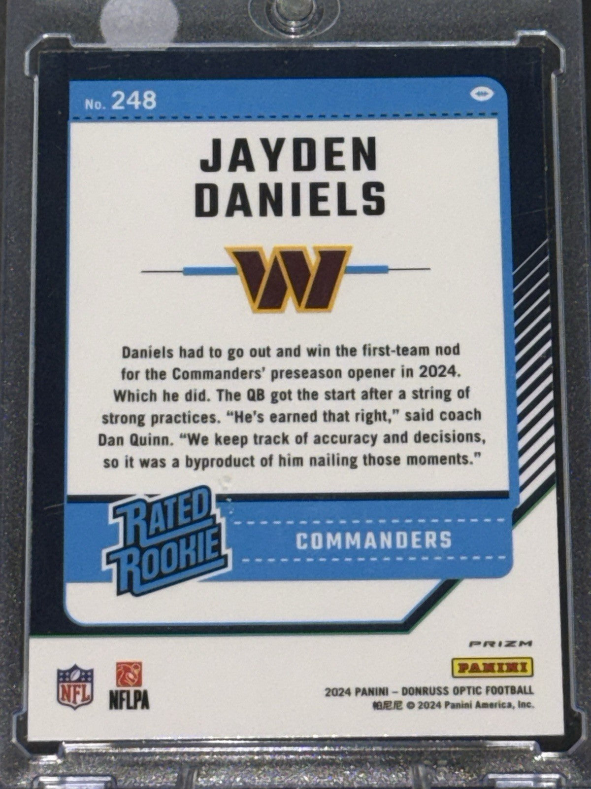 Panini 2024 Donruss Optic Rated Rookie Holo Prizm Jayden Daniels