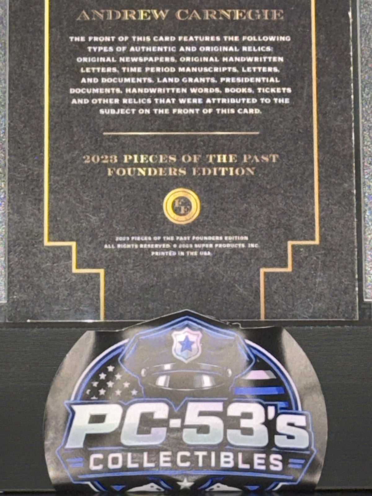 2023 Pieces of the Past Founders Edition Relic Andrew Carnegie #43