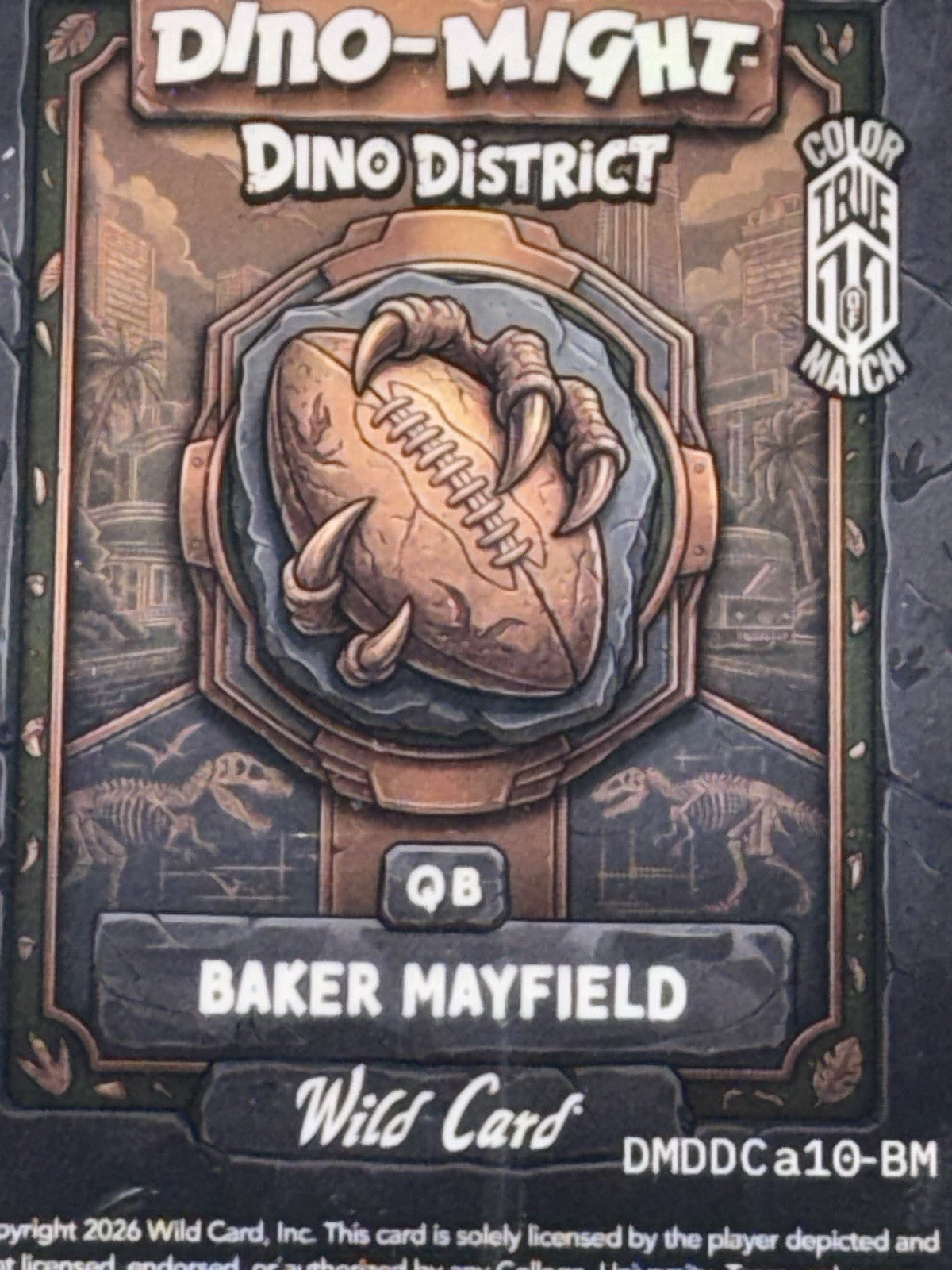 WildCard 2026 Dino-District/Dino-Might Color Match/True 1 of 1 Baker Mayfield