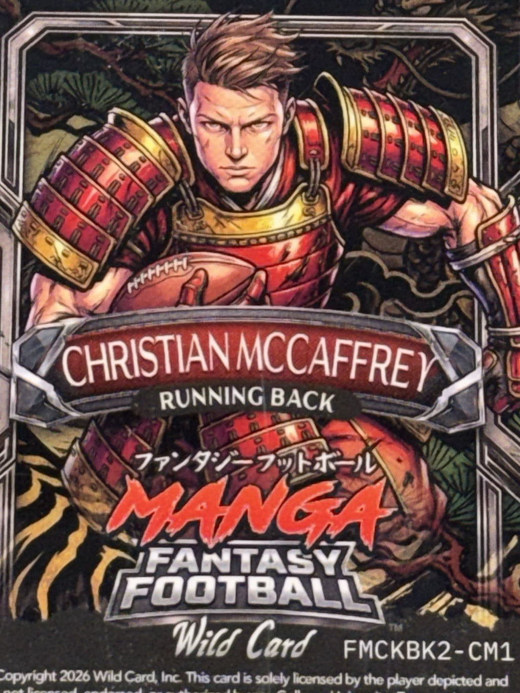 WildCard 2026 Football Manga Chase Gold Cir KIN BLK True 1/1 Christian McCaffrey
